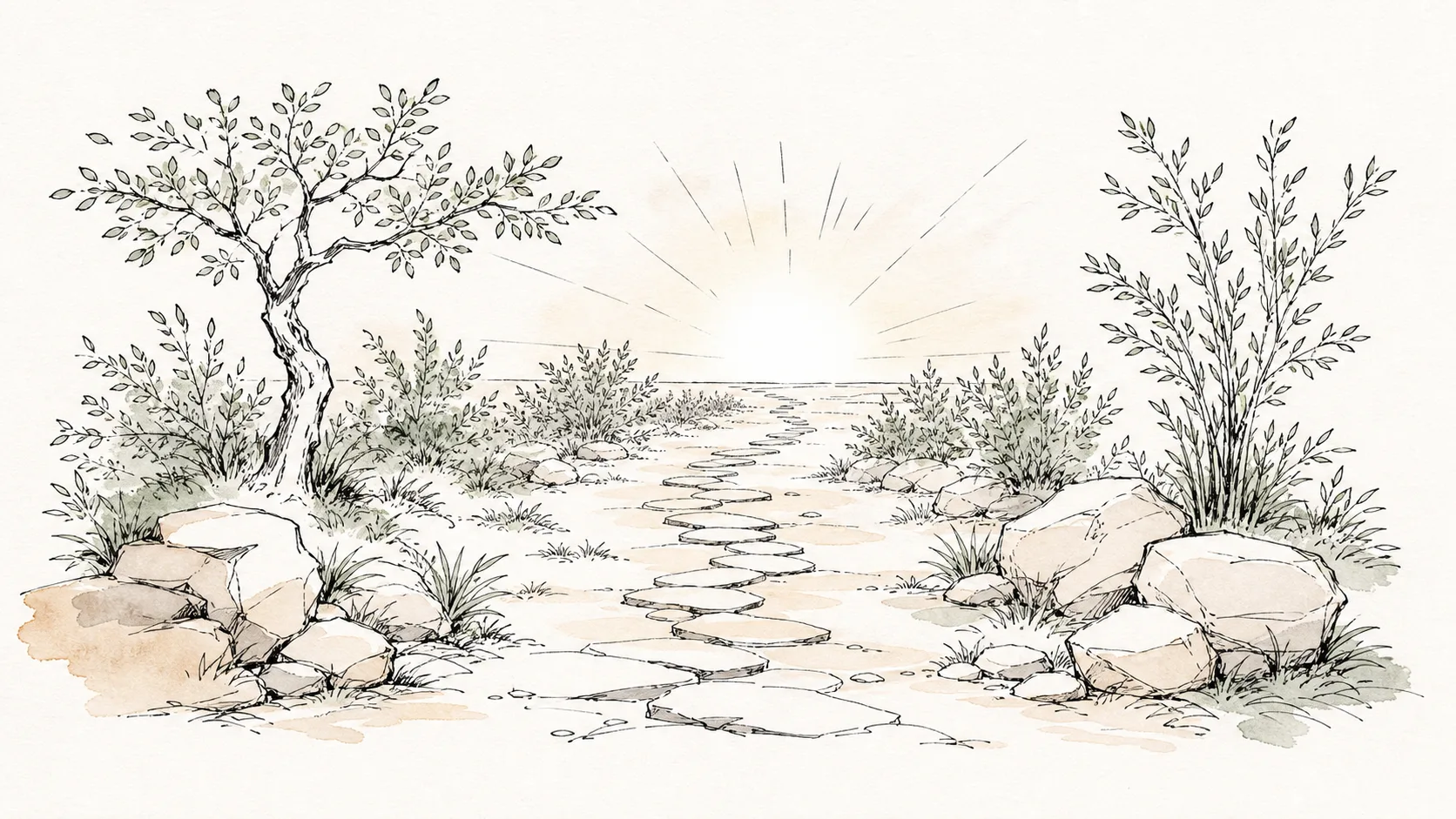 A quiet path stretching toward a bright horizon